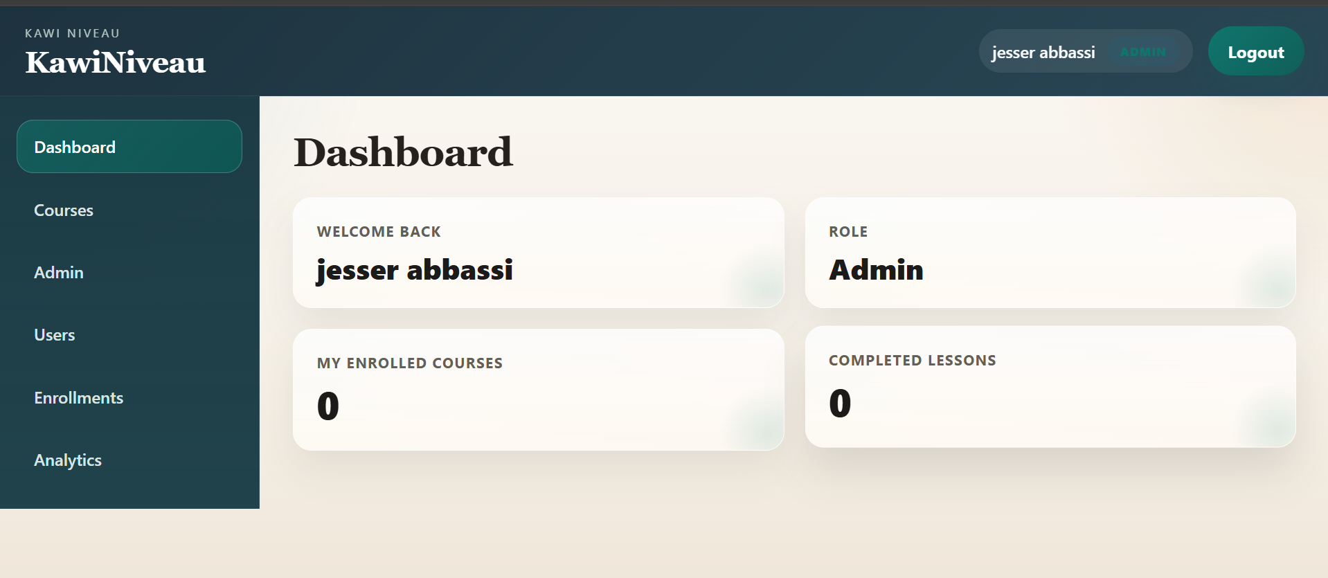 KawiNiveau course interface screenshot